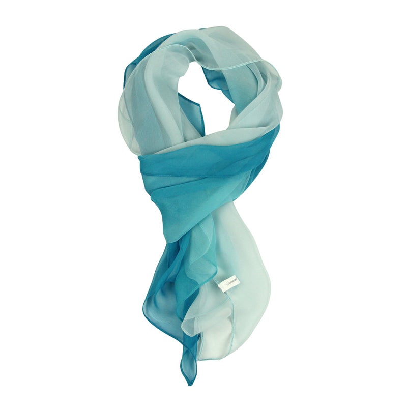 PANTONIGHT Long Chiffon Sheer Scarf Gradient Sky Blue Shaded Colors Lightweight Scarf For Womens (Color 092) - Image 1